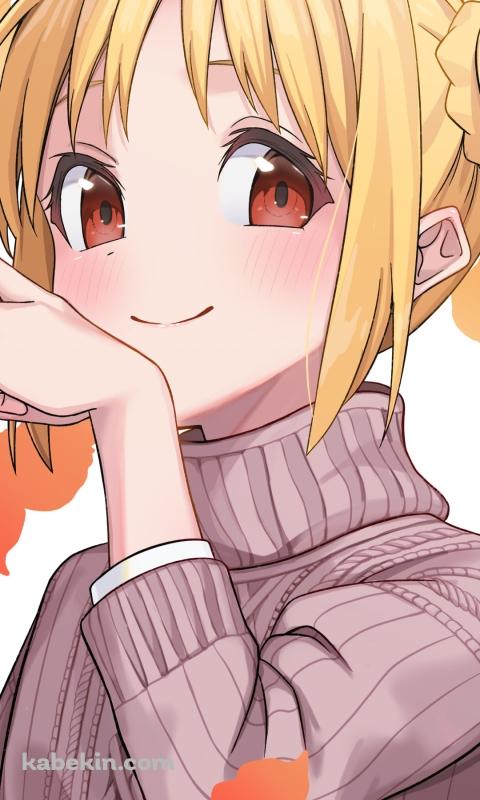 左手でピースをする伊地知虹夏 / 紅葉 / ぼっち・ざ・ろっく!のAndroidの壁紙(480px x 800px) スマホ用