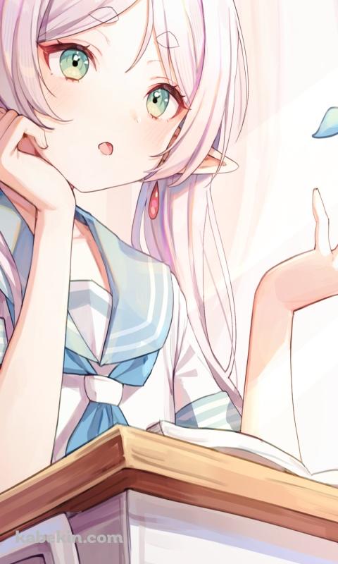 セーラー服を着たフリーレン / 学校 / 蒼月草 / 葬送のフリーレンのAndroidの壁紙(480px x 800px) スマホ用