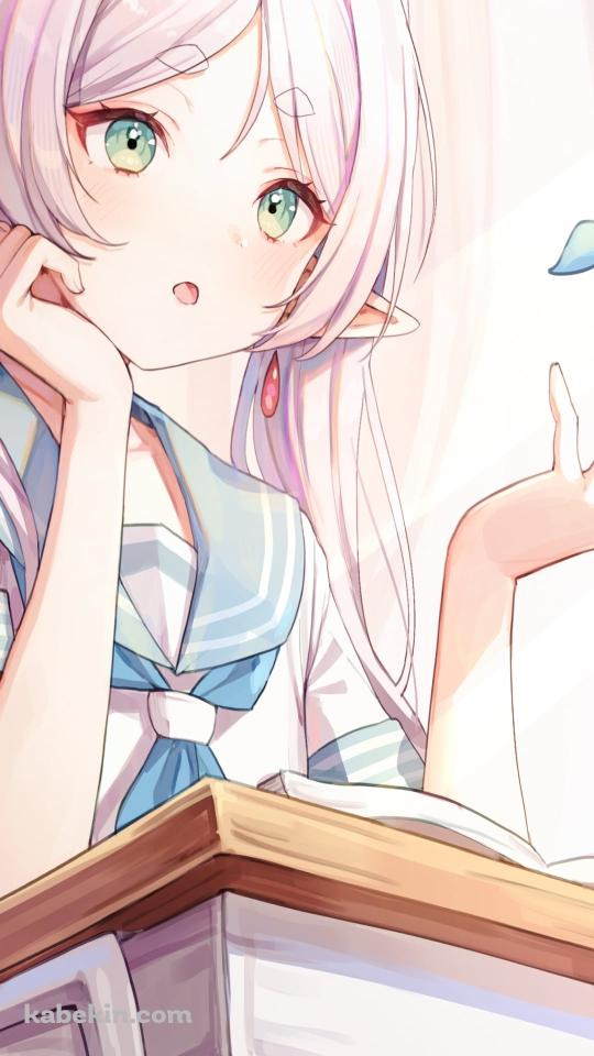 セーラー服を着たフリーレン / 学校 / 蒼月草 / 葬送のフリーレンのAndroidの壁紙(540px x 960px) スマホ用