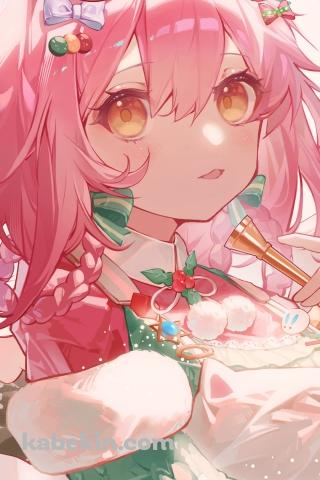 クリスマスの飾りに囲まれたゴールデングロー / アークナイツのAndroidの壁紙(320px x 480px) スマホ用