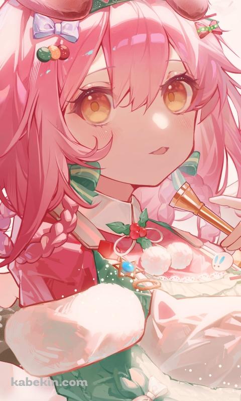 クリスマスの飾りに囲まれたゴールデングロー / アークナイツのAndroidの壁紙(480px x 800px) スマホ用