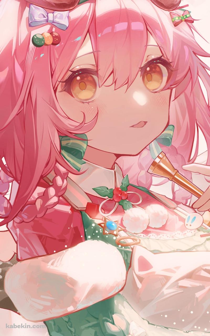 クリスマスの飾りに囲まれたゴールデングロー / アークナイツのAndroidの壁紙(800px x 1280px) スマホ用