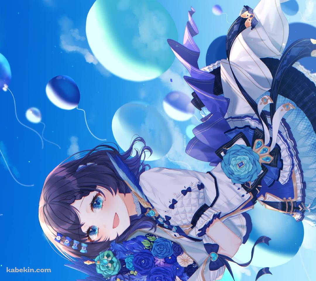 青い花束を持つ相羽ういは / にじさんじ / バーチャルYouTuberのAndroidの壁紙(1080px x 960px) スマホ用