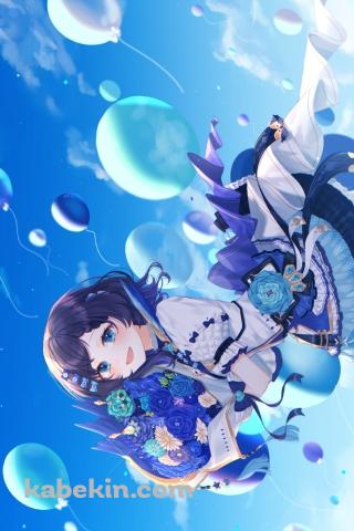 青い花束を持つ相羽ういは / にじさんじ / バーチャルYouTuberのAndroidの壁紙(320px x 480px) スマホ用