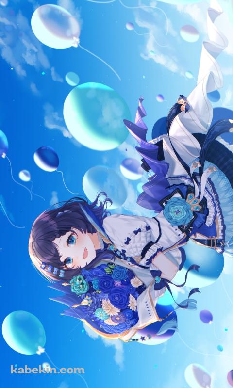 青い花束を持つ相羽ういは / にじさんじ / バーチャルYouTuberのAndroidの壁紙(480px x 800px) スマホ用
