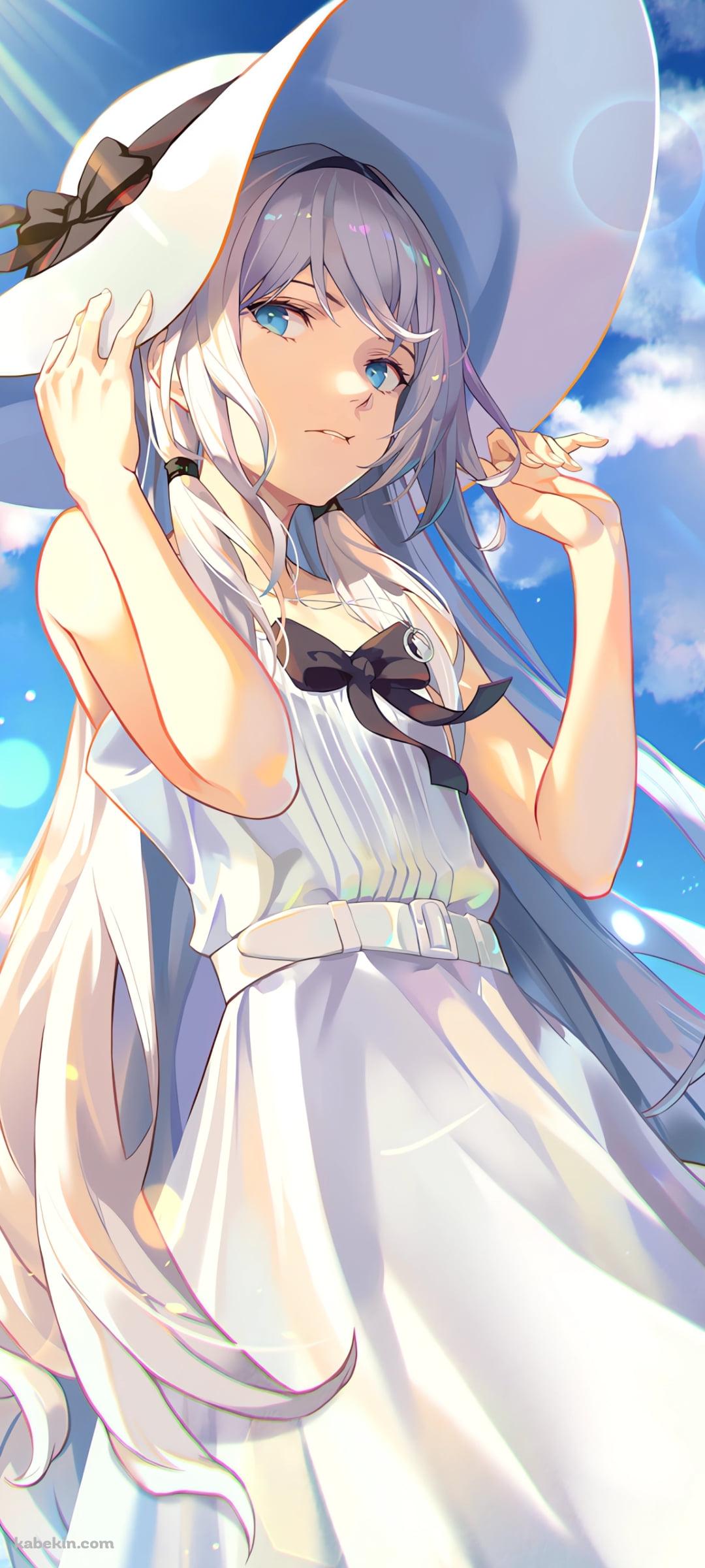 白い帽子のつばを持つAN-94 / ドールズフロントラインのAndroidの壁紙(1080px x 2400px) スマホ用