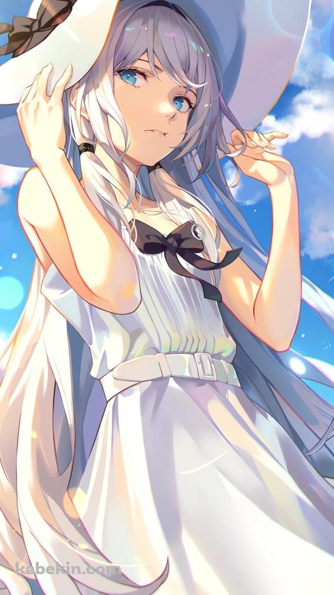 白い帽子のつばを持つAN-94 / ドールズフロントラインのAndroidの壁紙(480px x 854px) スマホ用