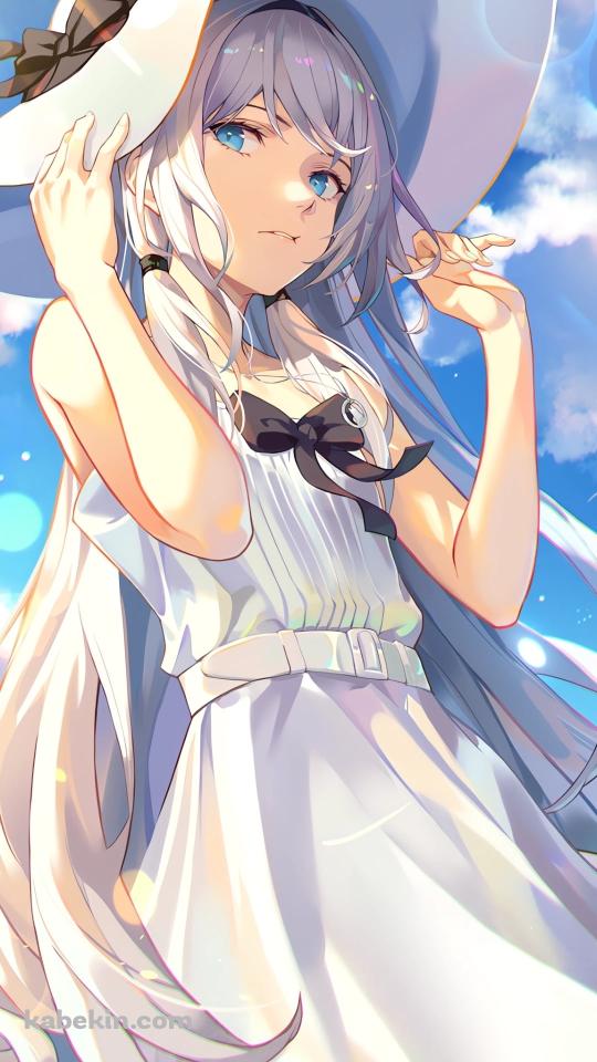 白い帽子のつばを持つAN-94 / ドールズフロントラインのAndroidの壁紙(540px x 960px) スマホ用