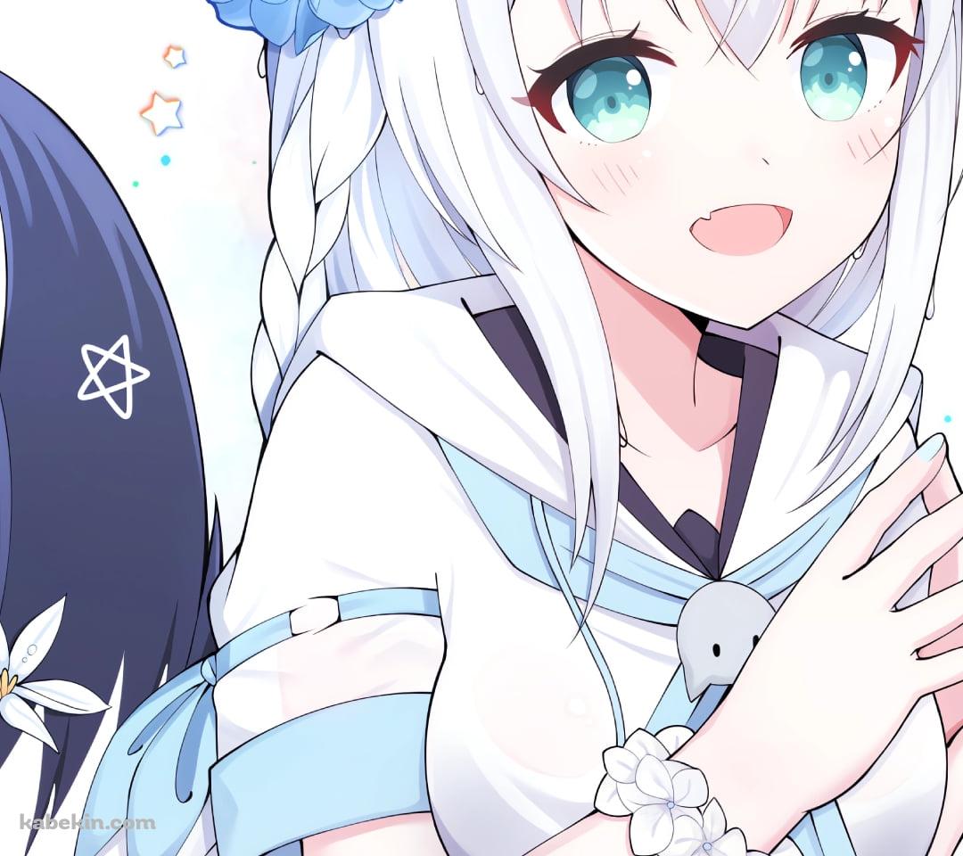 両手の指を合わせる白上フブキ / ホロライブ / バーチャルYouTuberのAndroidの壁紙(1080px x 960px) スマホ用