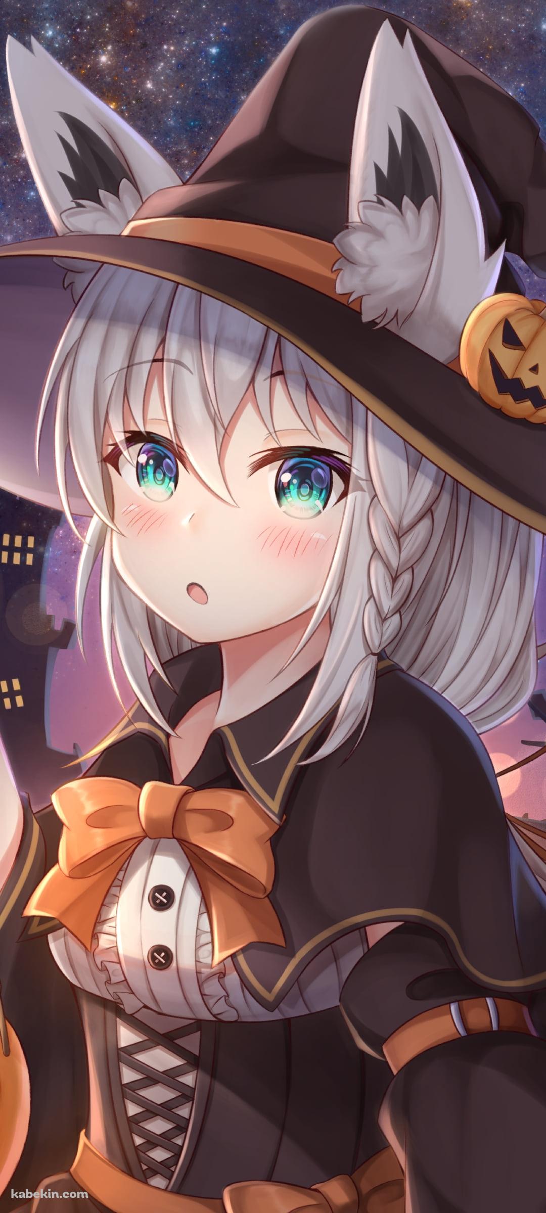 ハロウィンコスの可愛い白上フブキ / ホロライブ / バーチャルYouTuberのAndroidの壁紙(1080px x 2400px) スマホ用