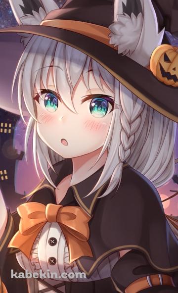 ハロウィンコスの可愛い白上フブキ / ホロライブ / バーチャルYouTuberのAndroidの壁紙(360px x 592px) スマホ用