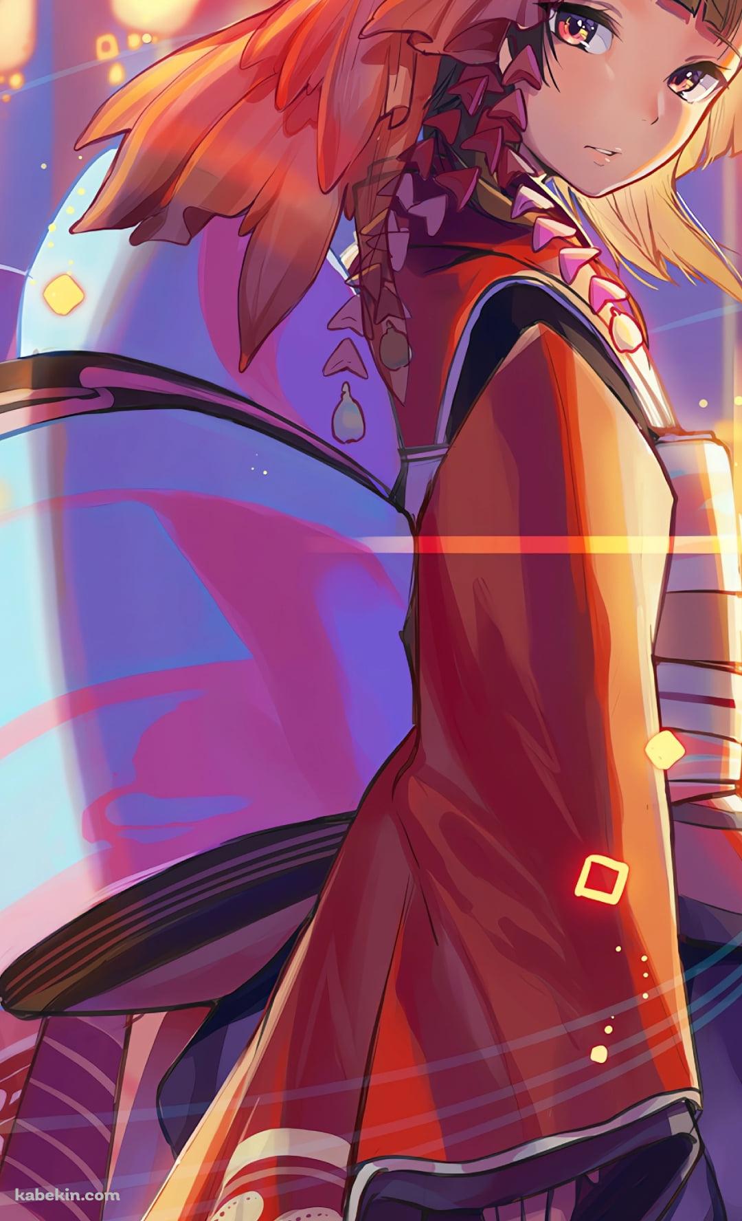振り返る可愛い神楽 / 金魚の髪飾り / 陰陽師のAndroidの壁紙(1080px x 1776px) スマホ用