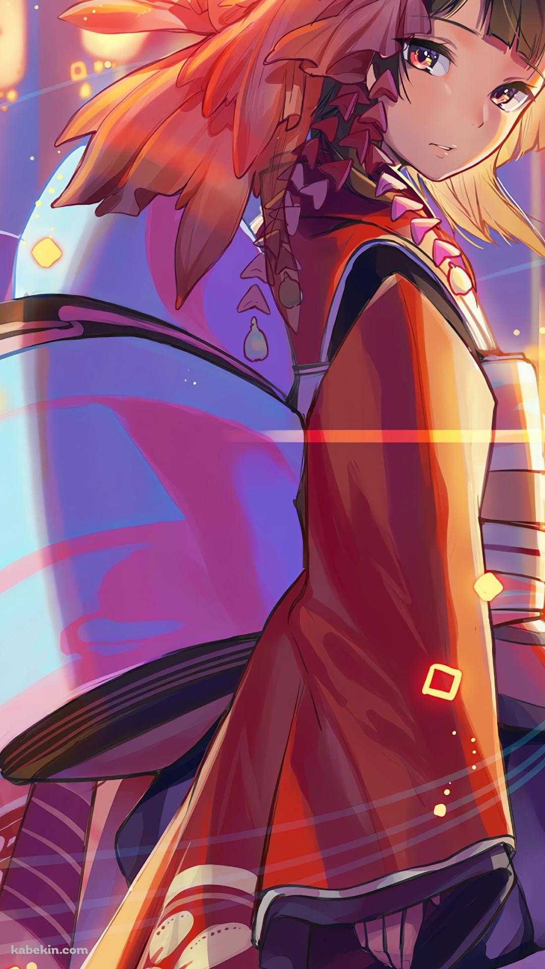 振り返る可愛い神楽 / 金魚の髪飾り / 陰陽師のAndroidの壁紙(1080px x 1920px) スマホ用