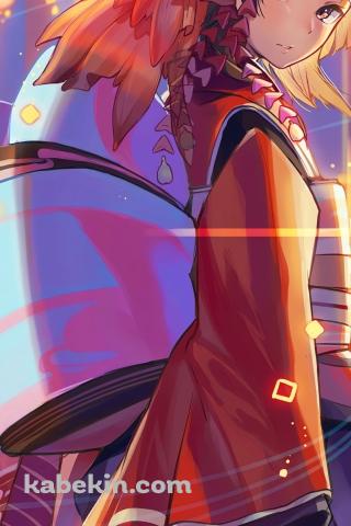 振り返る可愛い神楽 / 金魚の髪飾り / 陰陽師のAndroidの壁紙(320px x 480px) スマホ用