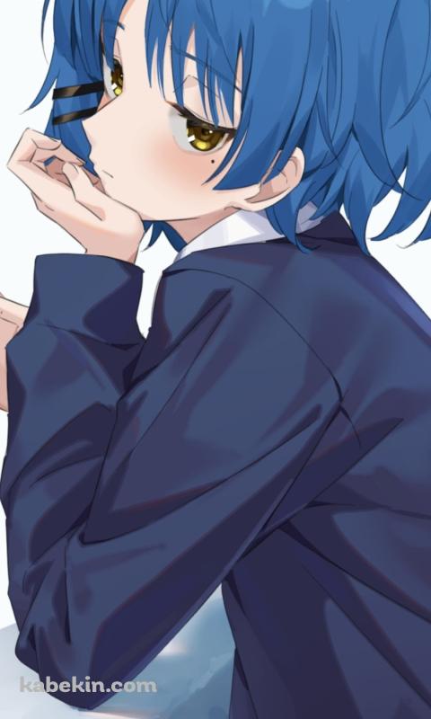 手摺に肘を付きピースをする山田リョウ / ぼっち・ざ・ろっく!のAndroidの壁紙(480px x 800px) スマホ用
