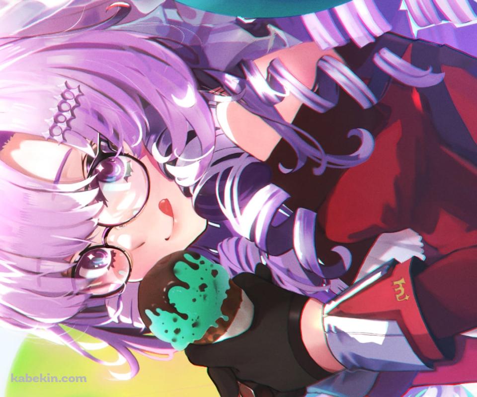 チョコミントアイスを持つ可愛い壱百満天原サロメのAndroidの壁紙(960px x 800px) スマホ用