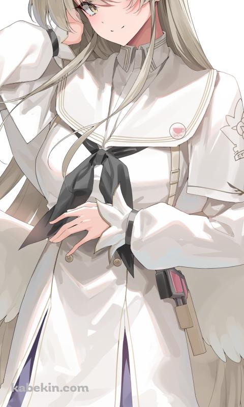 白い羽が生えた桐藤ナギサ / ブルーアーカイブのAndroidの壁紙(480px x 800px) スマホ用