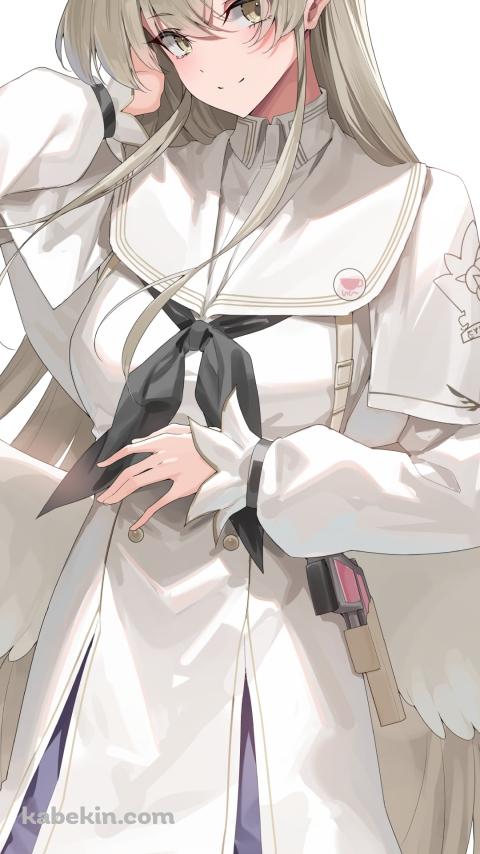 白い羽が生えた桐藤ナギサ / ブルーアーカイブのAndroidの壁紙(480px x 854px) スマホ用