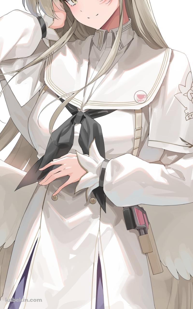 白い羽が生えた桐藤ナギサ / ブルーアーカイブのAndroidの壁紙(800px x 1280px) スマホ用