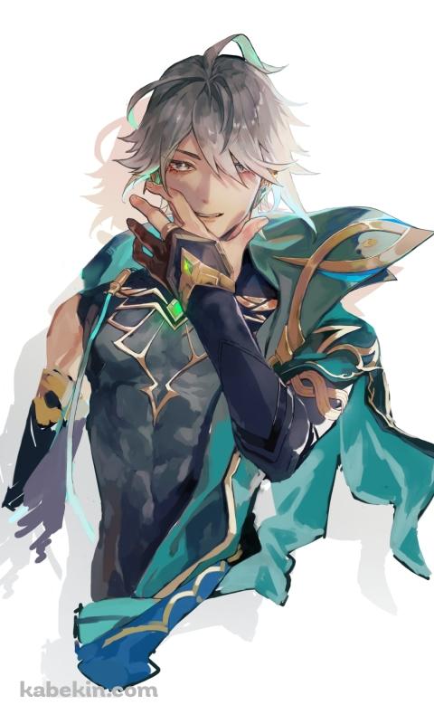 顔の前に手をかざすアルハイゼン / 原神のAndroidの壁紙(480px x 800px) スマホ用