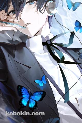 青い蝶と結城理 / ペルソナ3のAndroidの壁紙(320px x 480px) スマホ用