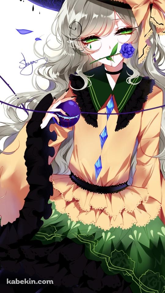 紫の薔薇を咥える古明地こいし / 東方のAndroidの壁紙(540px x 960px) スマホ用