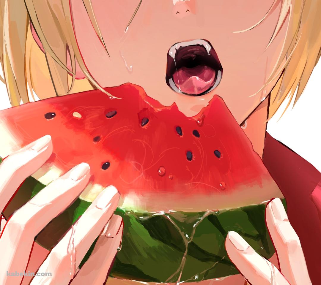 スイカを食べる孤爪研磨 / ハイキュー!!のAndroidの壁紙(1080px x 960px) スマホ用