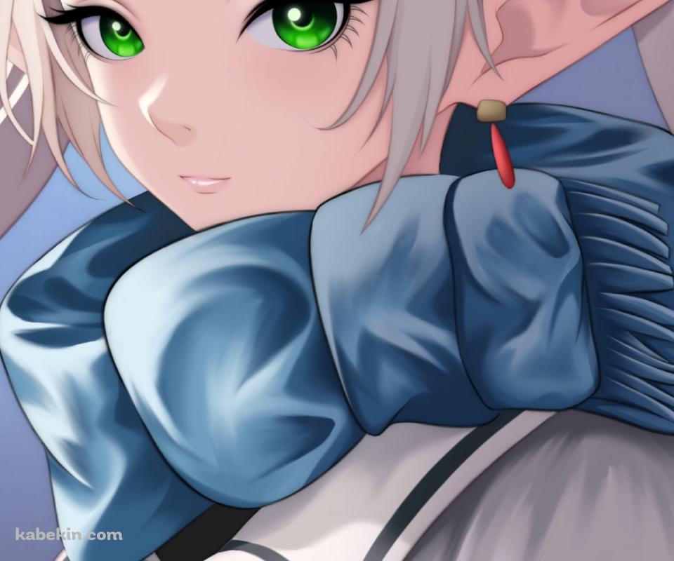 緑の瞳でこちらを見つめるフリーレン / 葬送のフリーレンのAndroidの壁紙(960px x 800px) スマホ用