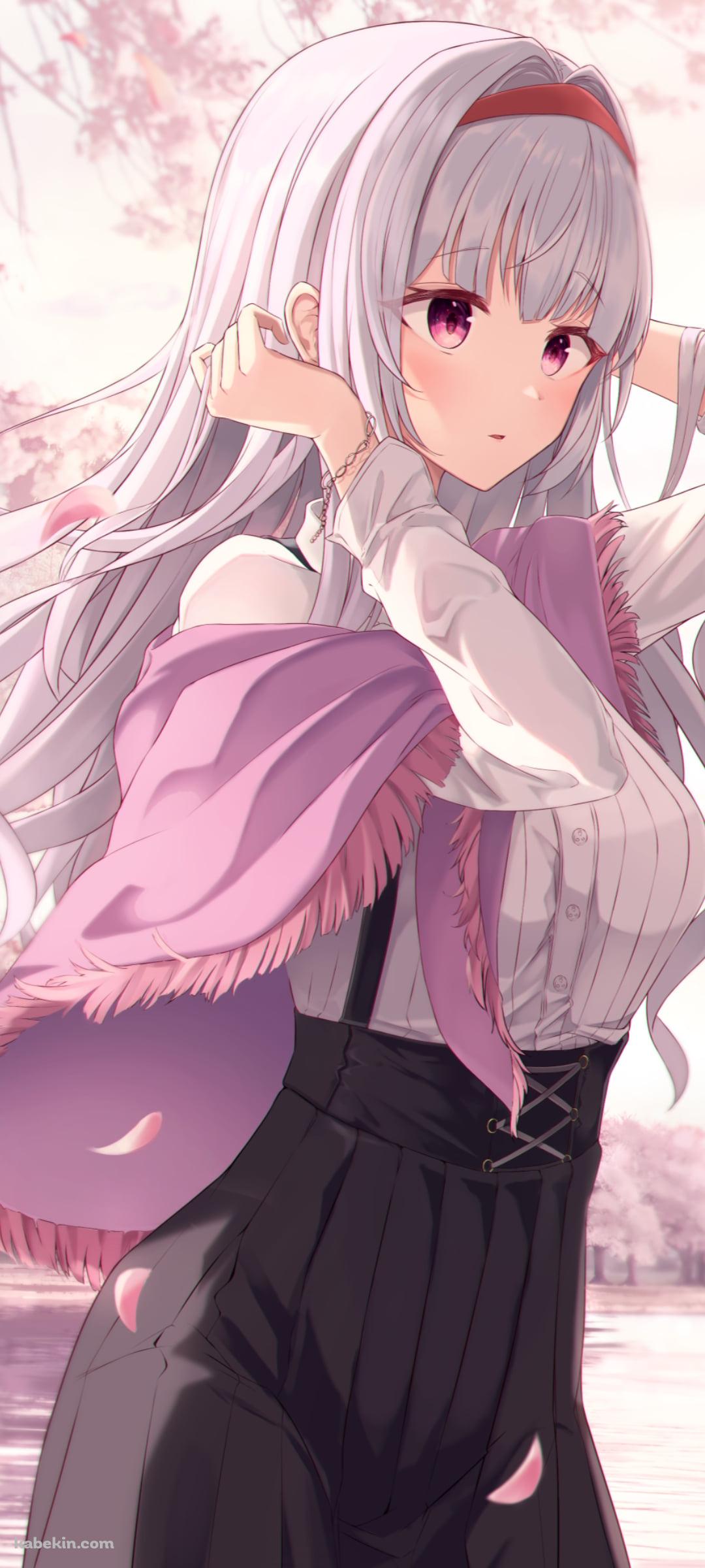 湖沿いの桜と四条貴音 / アイドルマスターミリオンライブ!のAndroidの壁紙(1080px x 2400px) スマホ用