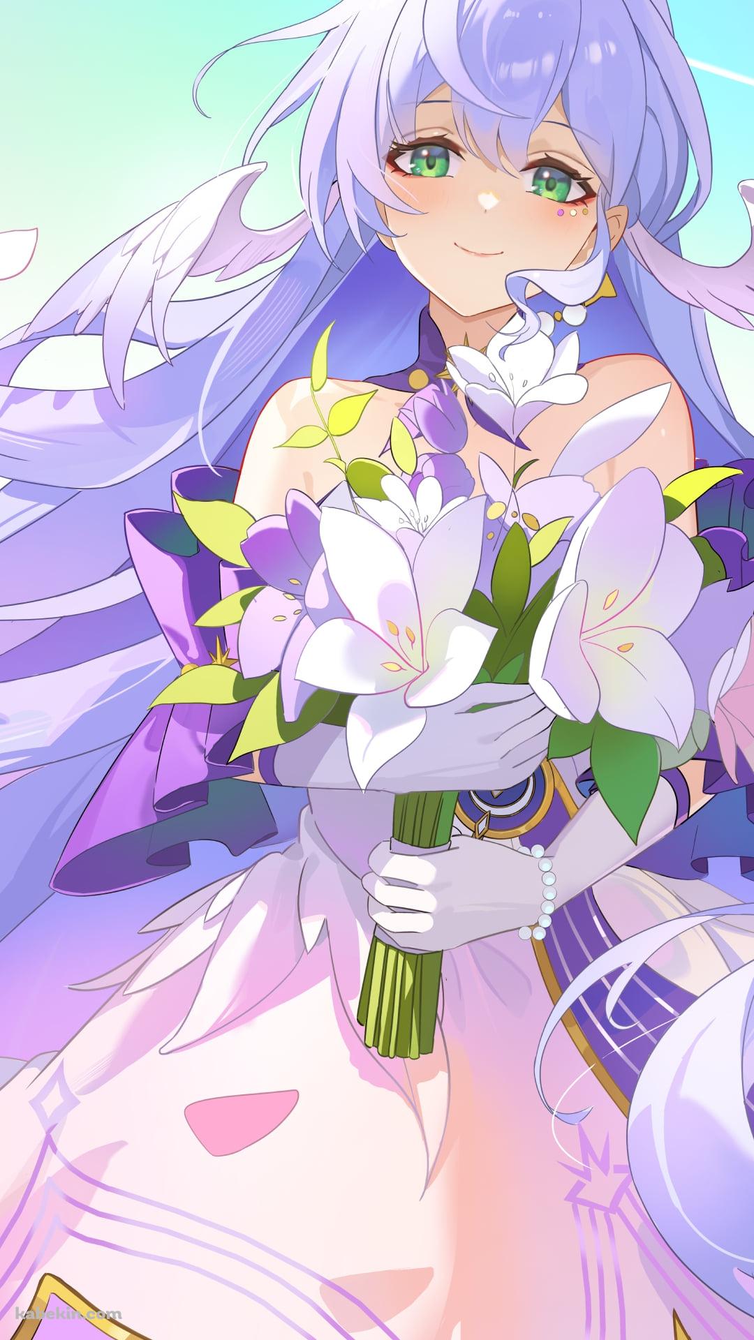 白い花を持つ可愛いロビン / 崩壊:スターレイルのAndroidの壁紙(1080px x 1920px) スマホ用