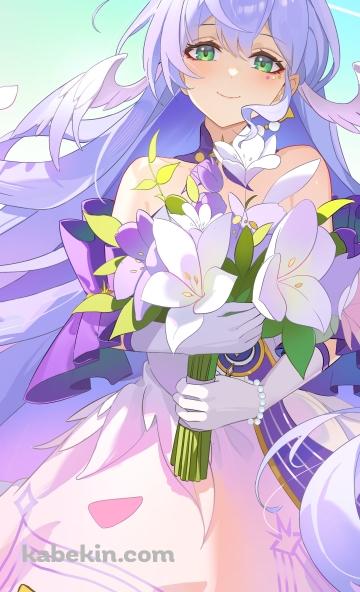 白い花を持つ可愛いロビン / 崩壊:スターレイルのAndroidの壁紙(360px x 592px) スマホ用
