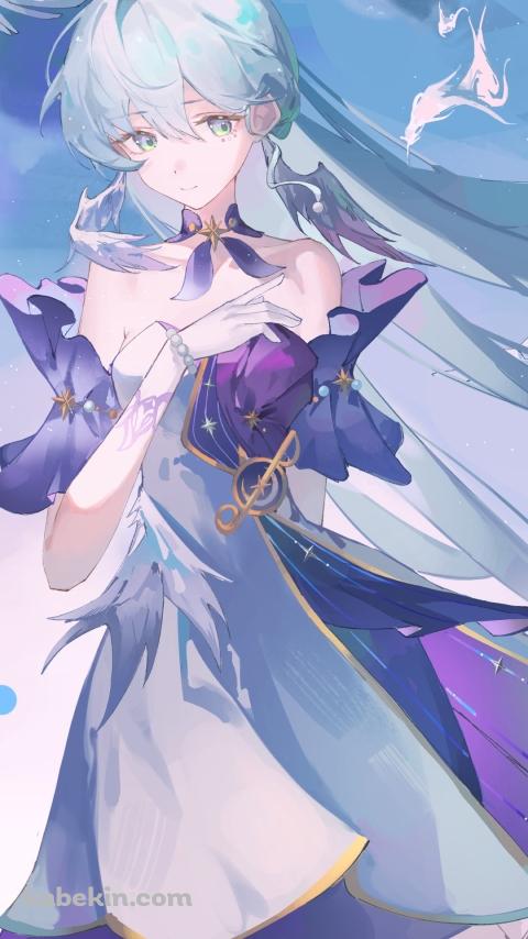 胸元に手をあてる可愛いロビン / 崩壊:スターレイルのAndroidの壁紙(480px x 854px) スマホ用