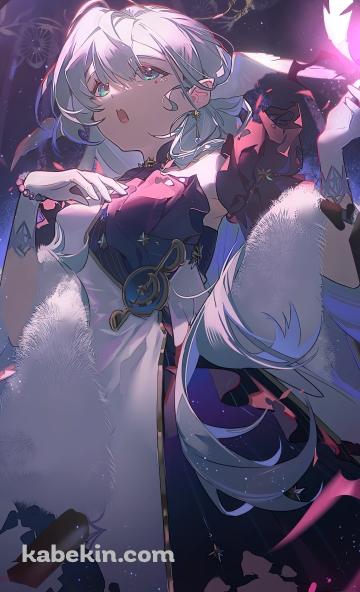 歌を唄うロビン / 白・紫のドレス / 崩壊:スターレイルのAndroidの壁紙(360px x 592px) スマホ用