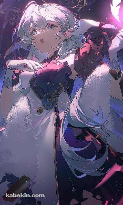 歌を唄うロビン / 白・紫のドレス / 崩壊:スターレイルのAndroidの壁紙(480px x 800px) スマホ用