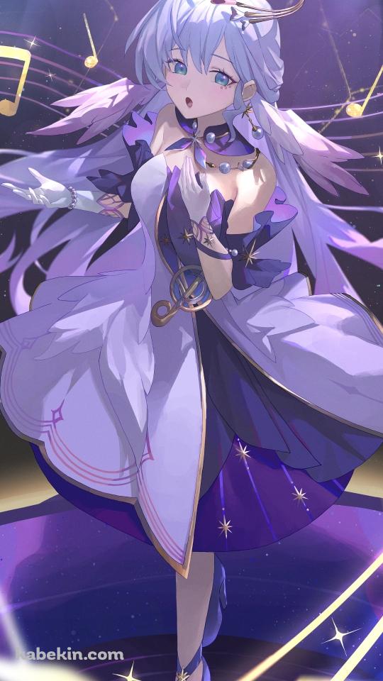 紫のドレスを着て歌を唄うロビン / 可愛い / 崩壊:スターレイルのAndroidの壁紙(540px x 960px) スマホ用