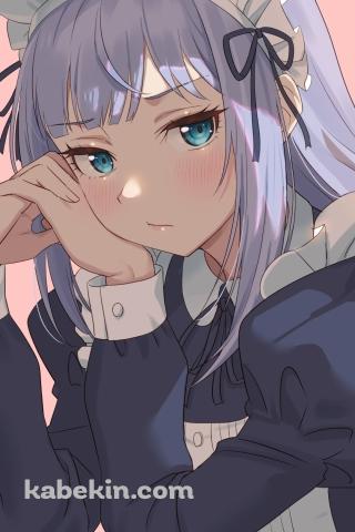 しゃがんでいるメイド姿の白石紬 / アイドルマスターミリオンライブ!のAndroidの壁紙(320px x 480px) スマホ用
