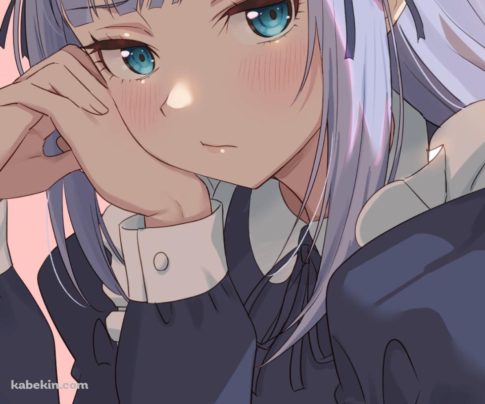 しゃがんでいるメイド姿の白石紬 / アイドルマスターミリオンライブ!のAndroidの壁紙(960px x 800px) スマホ用