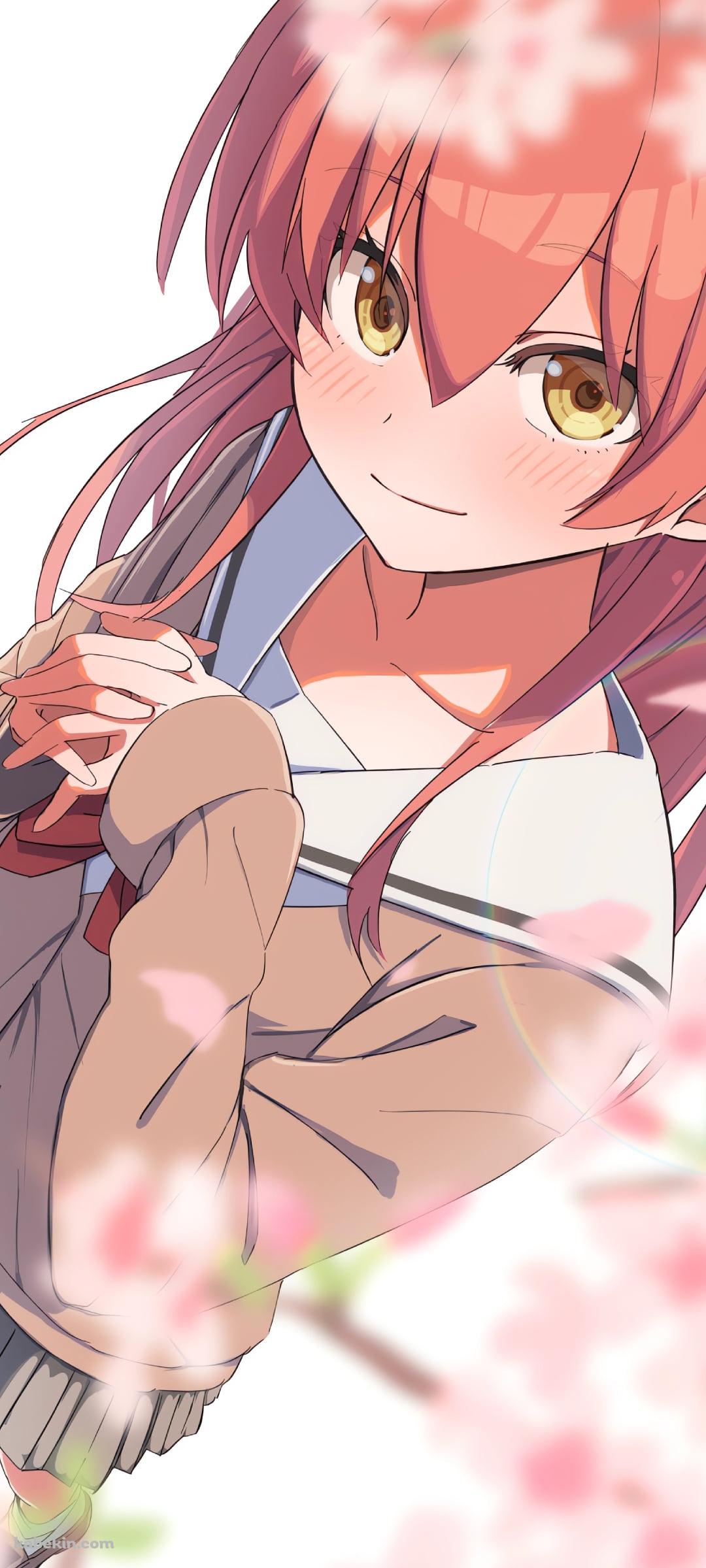 桜の花と喜多郁代 / ぼっち・ざ・ろっく！のAndroidの壁紙(1080px x 2400px) スマホ用