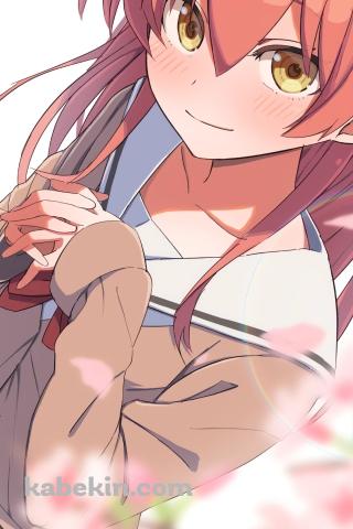 桜の花と喜多郁代 / ぼっち・ざ・ろっく！のAndroidの壁紙(320px x 480px) スマホ用