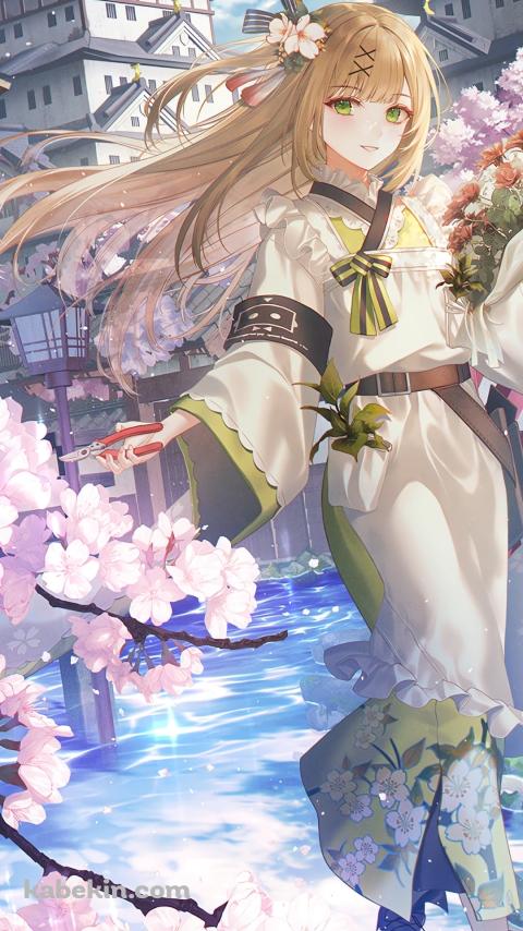 桜の花とお城と咲耶 / ニューラルクラウド / ドールズフロントラインのAndroidの壁紙(480px x 854px) スマホ用