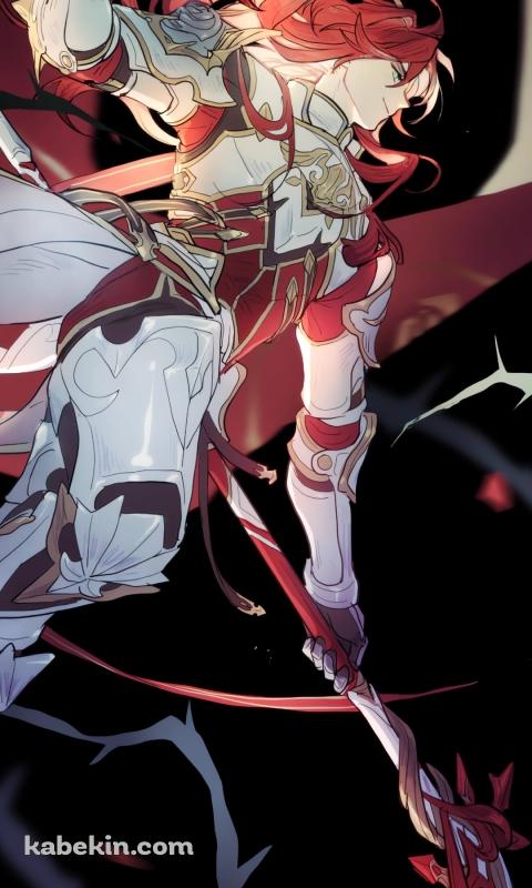 槍と赤い薔薇を持つアルジェンティ / 崩壊:スターレイルのAndroidの壁紙(480px x 800px) スマホ用
