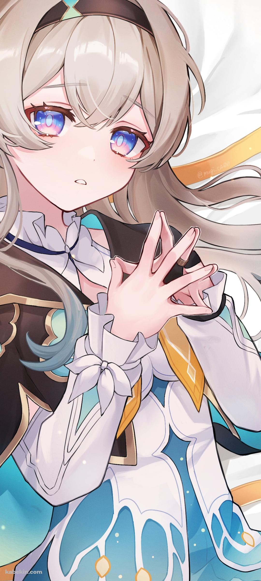 白いシーツの上で両手の指を合わせるホタル / 崩壊:スターレイルのAndroidの壁紙(1080px x 2400px) スマホ用