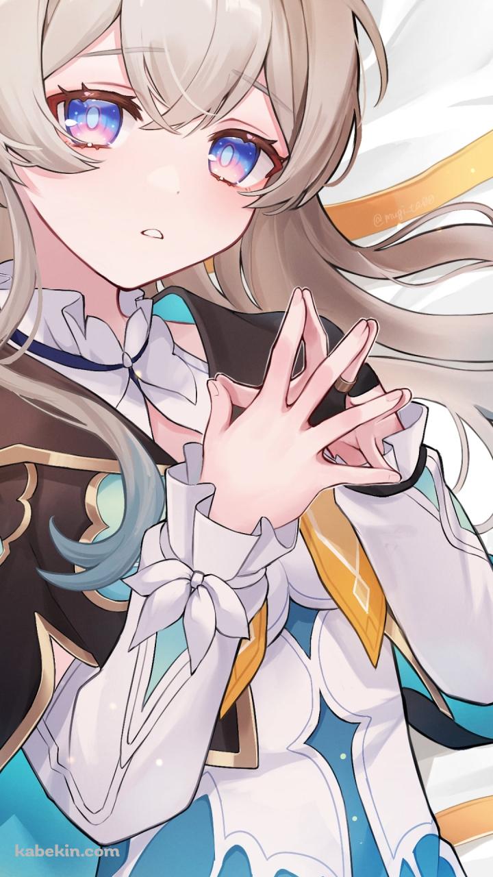 白いシーツの上で両手の指を合わせるホタル / 崩壊:スターレイルのAndroidの壁紙(720px x 1280px) スマホ用