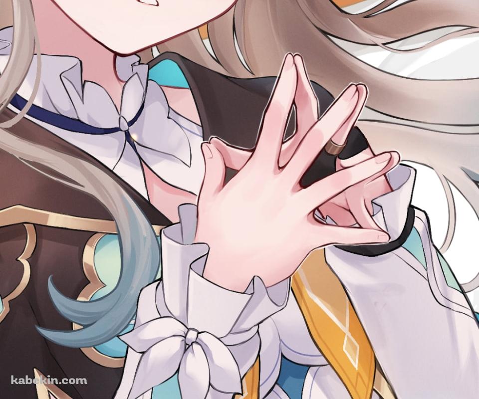 白いシーツの上で両手の指を合わせるホタル / 崩壊:スターレイルのAndroidの壁紙(960px x 800px) スマホ用