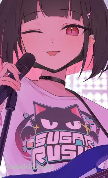 ウィンクしてマイクに手をかける杏山カズサ / ブルーアーカイブのAndroidの壁紙(360px x 592px) スマホ用