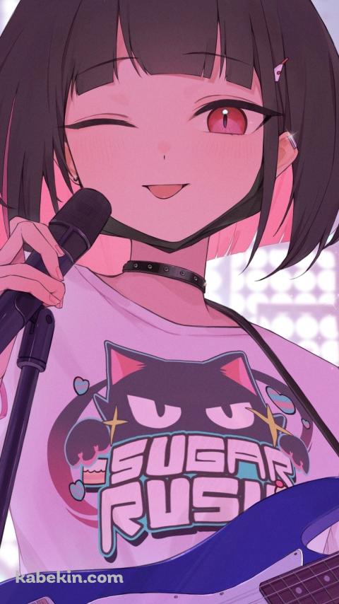 ウィンクしてマイクに手をかける杏山カズサ / ブルーアーカイブのAndroidの壁紙(480px x 854px) スマホ用