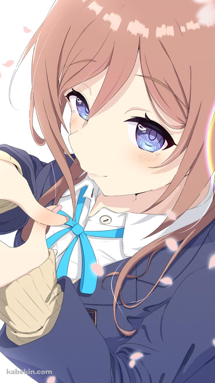 桜の花と掌を合わせる姫崎莉波 / 学園アイドルマスターのAndroidの壁紙(720px x 1280px) スマホ用
