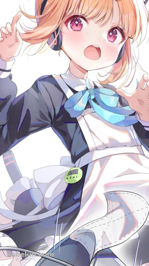 メイド姿の才羽ミドリ / ブルーアーカイブのAndroidの壁紙(480px x 854px) スマホ用