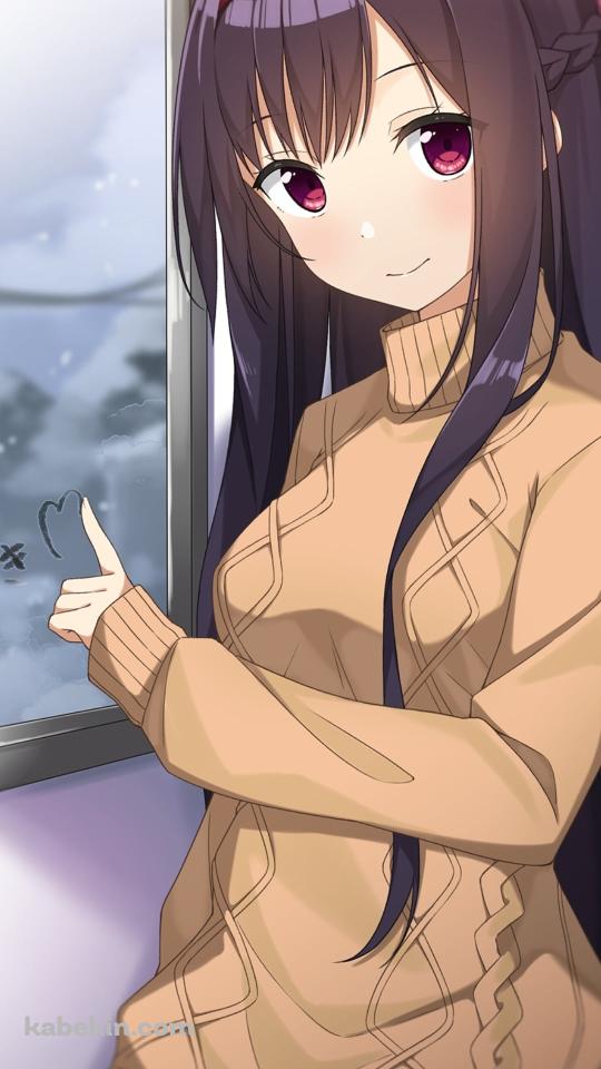 電車の窓に「すき」と書く鎌倉詩桜 / ハミダシクリエイティブのAndroidの壁紙(540px x 960px) スマホ用