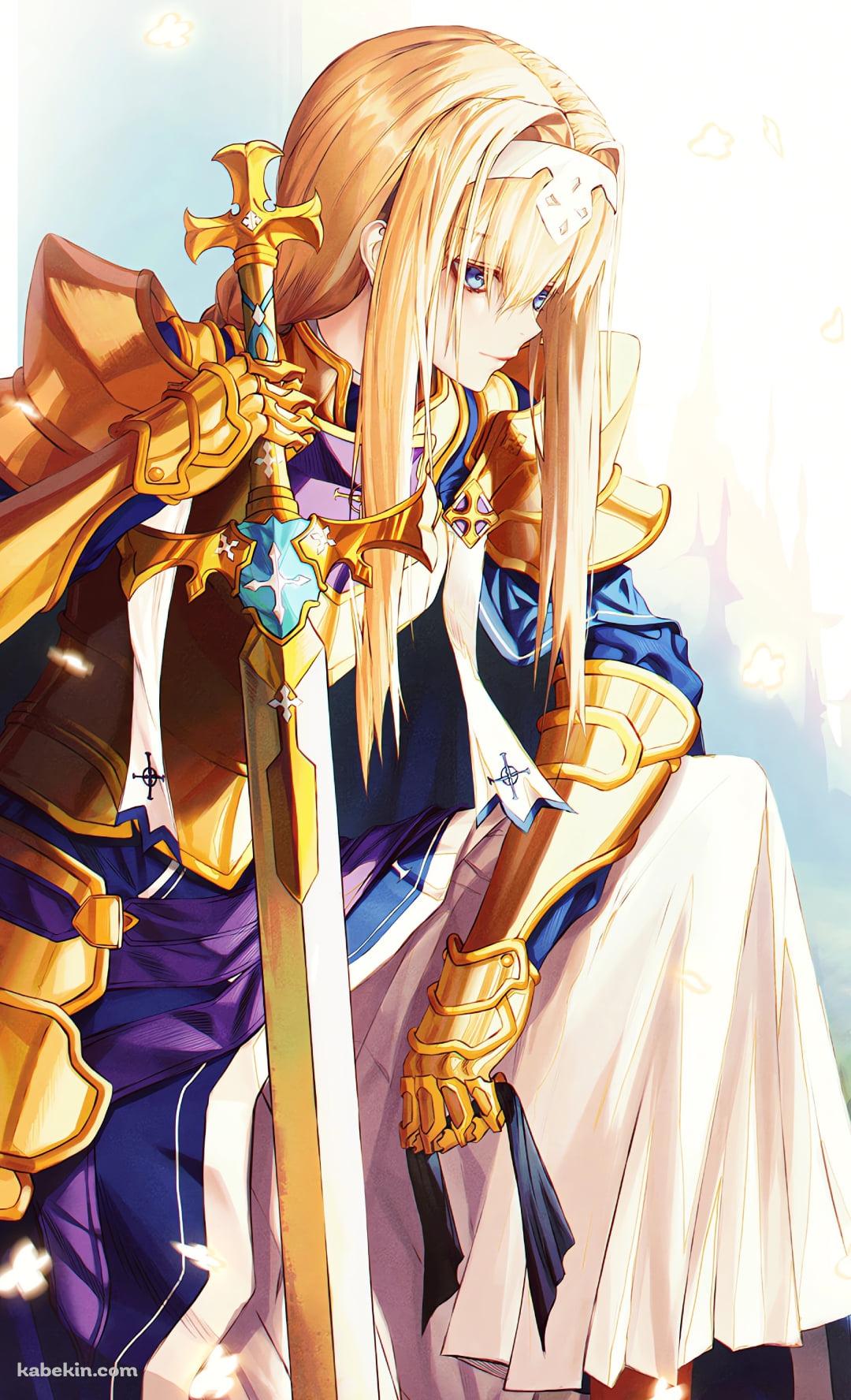 剣を持ち片膝を付くアリス・シンセシス・サーティ / ソードアートオンラインのAndroidの壁紙(1080px x 1776px) スマホ用